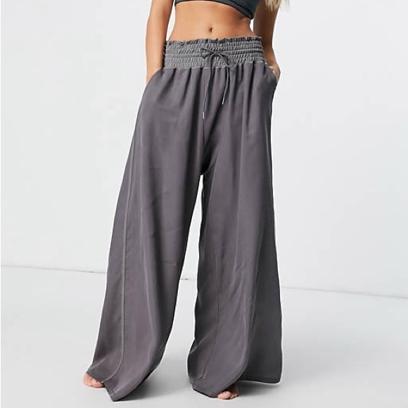 Free People Pants - Free People FP Movement Grey Relaxed Mia Drawstring Wide Leg Pants Size Medium